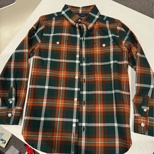 Janie and Jack boys button down shirt size 5 forest green/rust NWOT